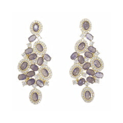 New fashion-forward, elegant, and luxurious European-style colored gemstone earrings with fine micro-pavé detailing