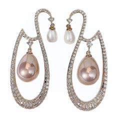 Fashionable three-dimensional hollowed-out swan teardrop-shaped bead earrings, exuding a European and American temperament with micro-set cubic zirconia decorations.