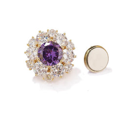 Royal purple zirconia luxurious sun-shaped brooch