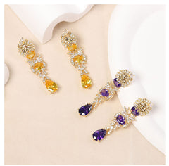 Lion head tassel earrings with lightweight luxury style, featuring fashion zirconia micro-pavé