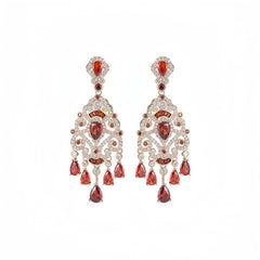 European and American cross-border high-end long earrings with colorful zirconia, luxurious palace-style water drop tassel earrings