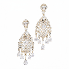 European and American cross-border high-end long earrings with colorful zirconia, luxurious palace-style water drop tassel earrings